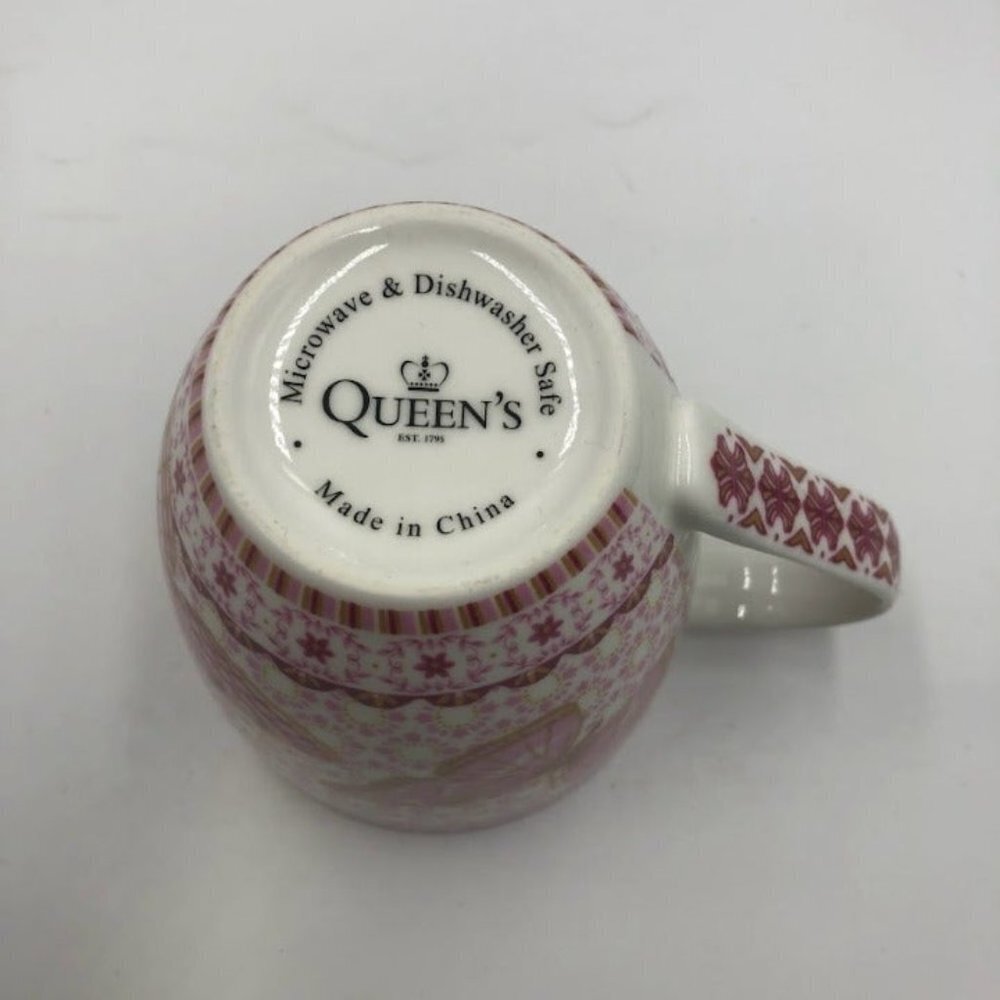 Vintage Queen's Butterfly Pink Gold White Coffee Tea Mug Fine China - Picture 7 of 13